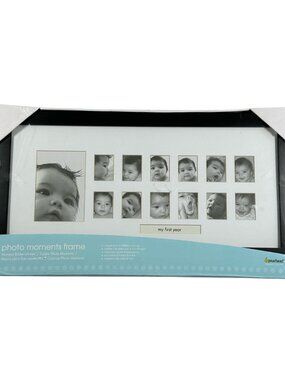 Pearhead “My First Year” Baby Photo Frame Black Modern, New Sealed